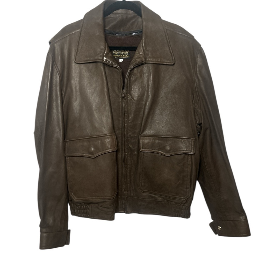 1970s Vintage Navy G-1 Style Leather Flight Jacket | Brown Sz 46